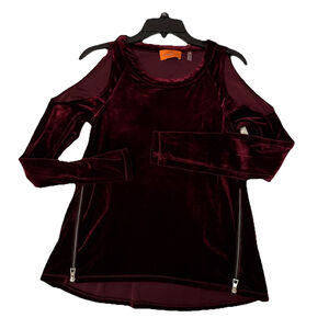 Patrizia Luca Milano Women's Velour Cold Shoulder Long Sleeve Top Size Small